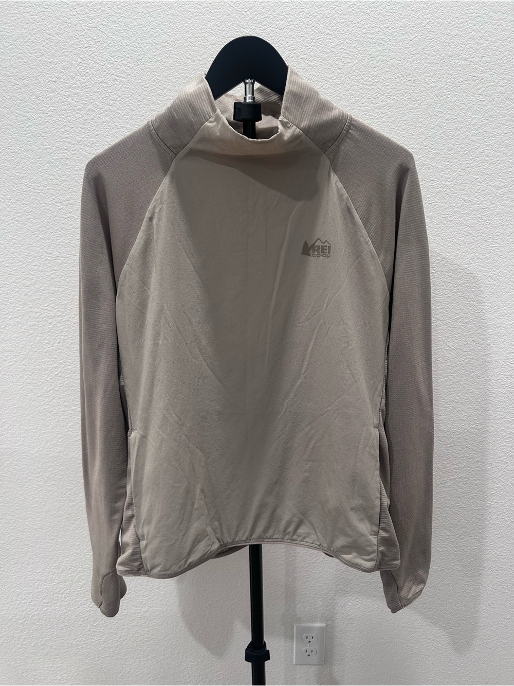 REI Co-op Men’s Fleece Hybrid Pullover — Size Large — Taupe/Tan
